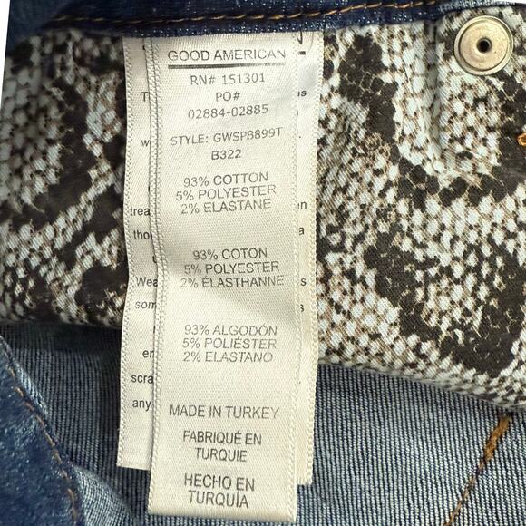 Good American Good Waist Blue Medium Wash Distressed Snake Pocket B322 sz 2 / 26 - Picture 7 of 9